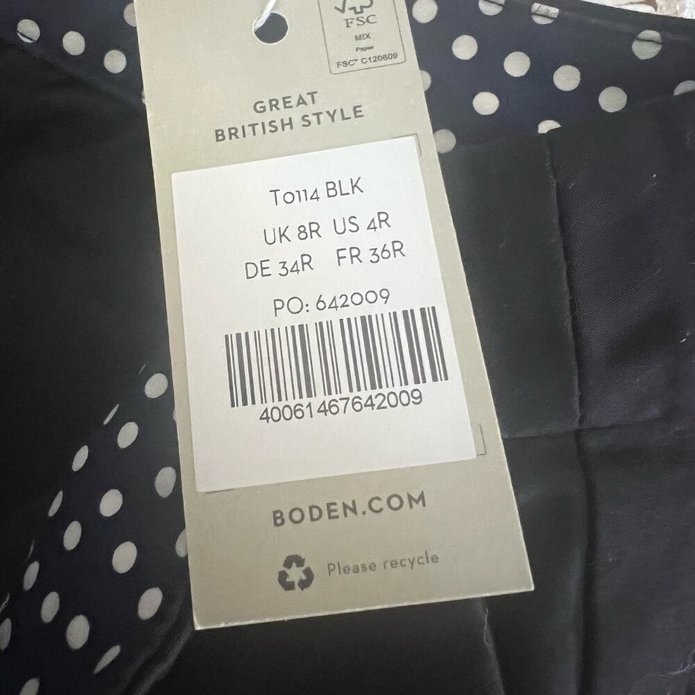 Boden Black Chino Cropped Capri Pants Women’s 4 NEW - Picture 9 of 9